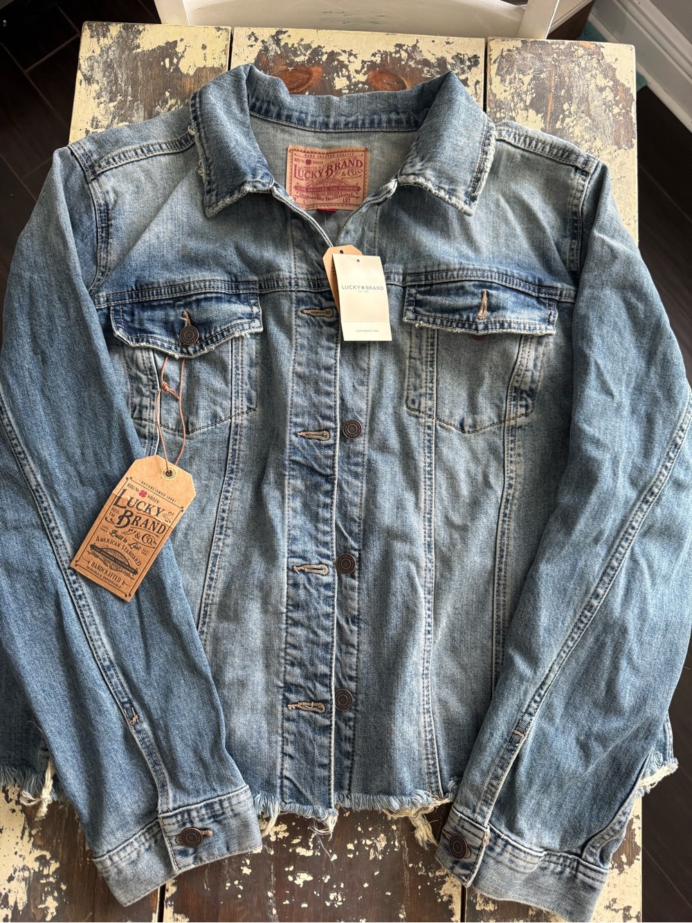 Lucky Brand Light Blue Distressed Denim Jacket NWT-Size 3X